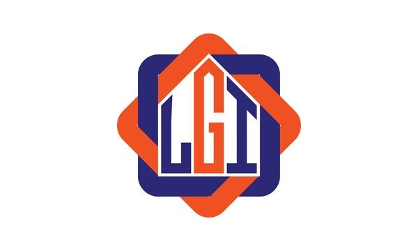 LGI three letter real estate logo with home icon logo design vector template | construction logo | housing logo | engineering logo | initial letter logo | minimalist logo | property logo |