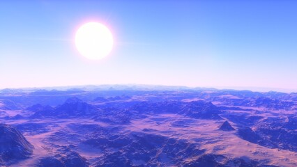 landscape on planet Mars, scenic desert scene on the red planet
