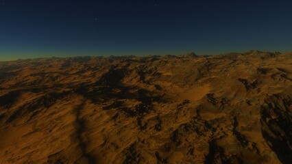 landscape on planet Mars, scenic desert scene on the red planet
