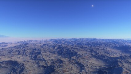 landscape on planet Mars, scenic desert scene on the red planet
