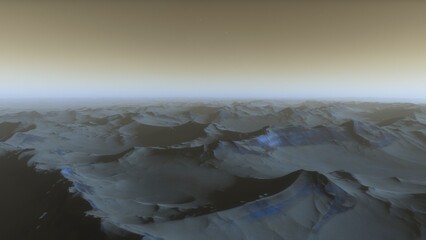 landscape on planet Mars, scenic desert scene on the red planet
