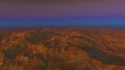 landscape on planet Mars, scenic desert scene on the red planet
