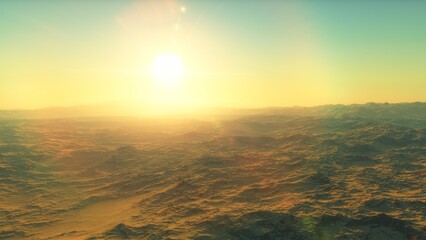 landscape on planet Mars, scenic desert scene on the red planet
