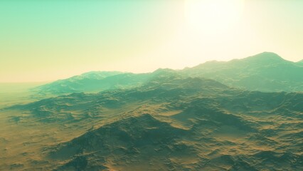 landscape on planet Mars, scenic desert scene on the red planet
