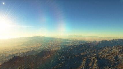 Fototapeta premium landscape on planet Mars, scenic desert scene on the red planet 