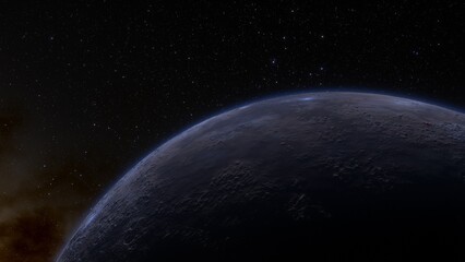 super-earth planet, realistic exoplanet, planet suitable for colonization, earth-like planet in far space, planets background 3d render
