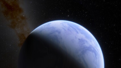 Obraz premium super-earth planet, realistic exoplanet, planet suitable for colonization, earth-like planet in far space, planets background 3d render 