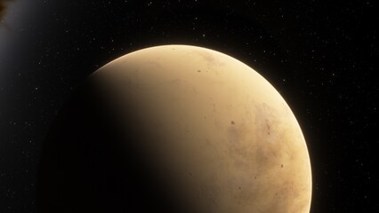 Naklejka premium super-earth planet, realistic exoplanet, planet suitable for colonization, earth-like planet in far space, planets background 3d render 