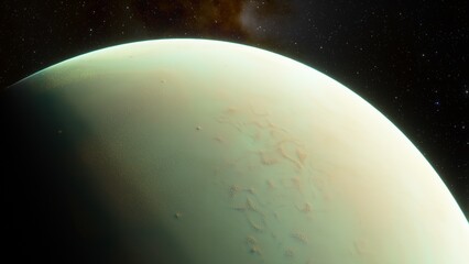 super-earth planet, realistic exoplanet, planet suitable for colonization, earth-like planet in far space, planets background 3d render
