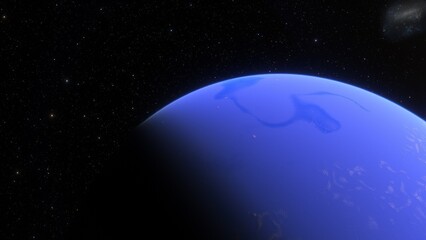 super-earth planet, realistic exoplanet, planet suitable for colonization, earth-like planet in far space, planets background 3d render
