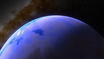 super-earth planet, realistic exoplanet, planet suitable for colonization, earth-like planet in far space, planets background 3d render
