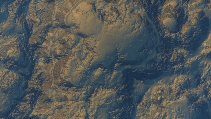 View of the 3d rendering realistic planet mars surface from space