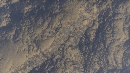 View of the 3d rendering realistic planet mars surface from space