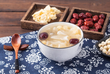 Nourishing red date, white fungus and lotus seed soup