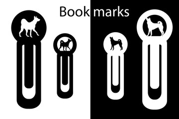 Paperclip bookmark with carved silhouette of a dog. Office tools. Paper cut. Laser cutting.