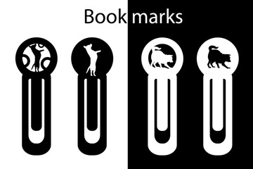 Bookmark dog silhouette. Office tools. Paper cut. Laser cutting.