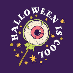 A funny leterring for the Halloween holiday. Witches, ghosts, stars, pumpkins. Vector lettering, quote