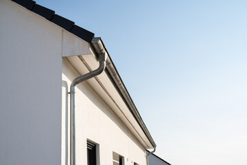 House Roof Drainage. Residential Home Exterior