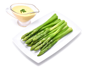 Green organic natural Asparagus isolated on white background