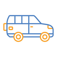 Wagon Car Blue And Orange Line Icon