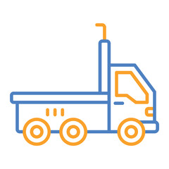 Trailer Truck Blue And Orange Line Icon