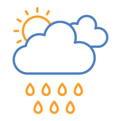 Rainy Day Blue And Orange Line Icon