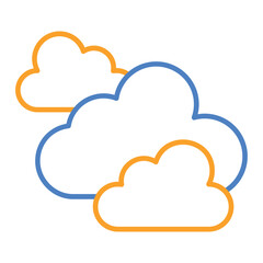 Clouds Blue And Orange Line Icon