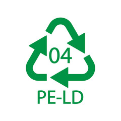 PE-LD 04 recycling code symbol. Plastic recycling vector low density polyethylene sign.