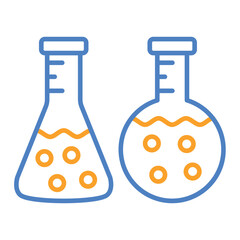 Flask Blue And Orange Line Icon