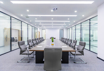 An empty indoor conference room