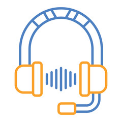 Headphone Blue And Orange Line Icon