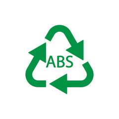 Plastic recycle symbol ABS 9 vector icon. Plastic recycling code ABS.