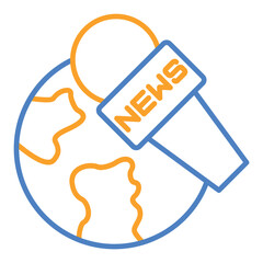 Worldwide News Blue And Orange Line Icon