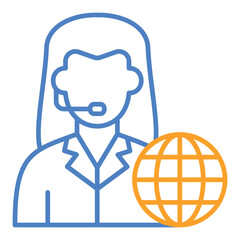 News Reporter Blue And Orange Line Icon