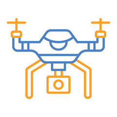 Smart Drone Blue And Orange Line Icon