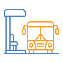 Bus Stop Blue And Orange Line Icon
