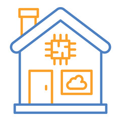 Smart House Blue And Orange Line Icon