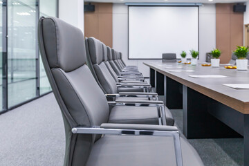 An empty indoor conference room