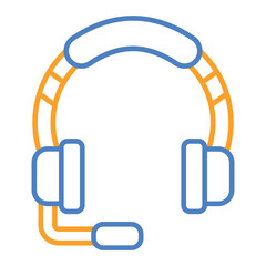 Headphones Blue And Orange Line Icon