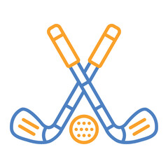 Golf Stick Blue And Orange Line Icon