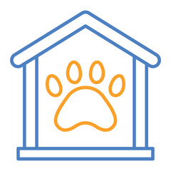 Pet Friendly Blue And Orange Line Icon