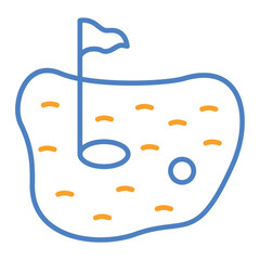 Golf Ground Blue And Orange Line Icon