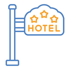 Hotel Sign Blue And Orange Line Icon