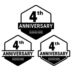 4 years anniversary celebration logotype. 4th anniversary logo collection. Set of anniversary design template. Vector and illustration. 