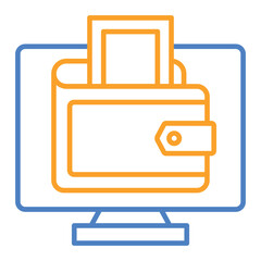 Digital Wallet Blue And Orange Line Icon