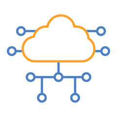 Cloud Computing Blue And Orange Line Icon