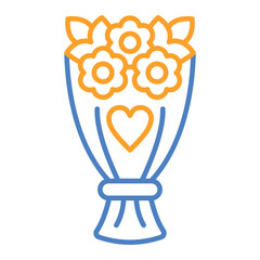 Bouquet Blue And Orange Line Icon