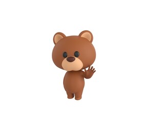 Little Bear character saying hi in 3d rendering.