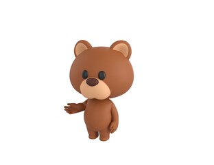 Fototapeta premium Little Bear character introducing in 3d rendering.