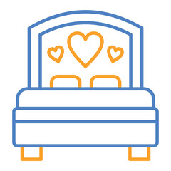 Bed Blue And Orange Line Icon